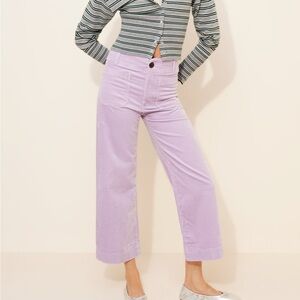 Maeve Lavender Wide-Leg Corduroy Pants